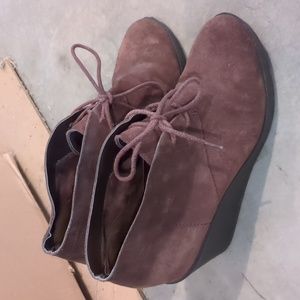 Cole Haan suede wedge lace up ankle boots